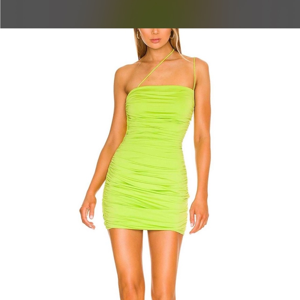 Superdown Neon Green Ruched Mini Dress